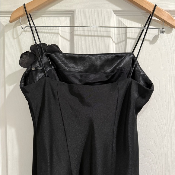 VTG Jessica Howard Black Slip Dress Spaghetti Strap High Low Removable Flower 🖤 - Picture 5 of 6